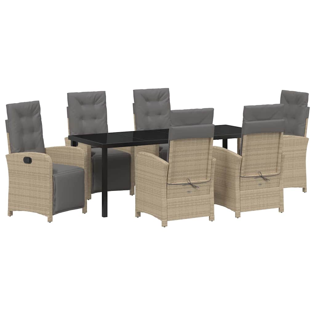 Have Spisebordssæt med pude 7 pcs Beige polyrattan