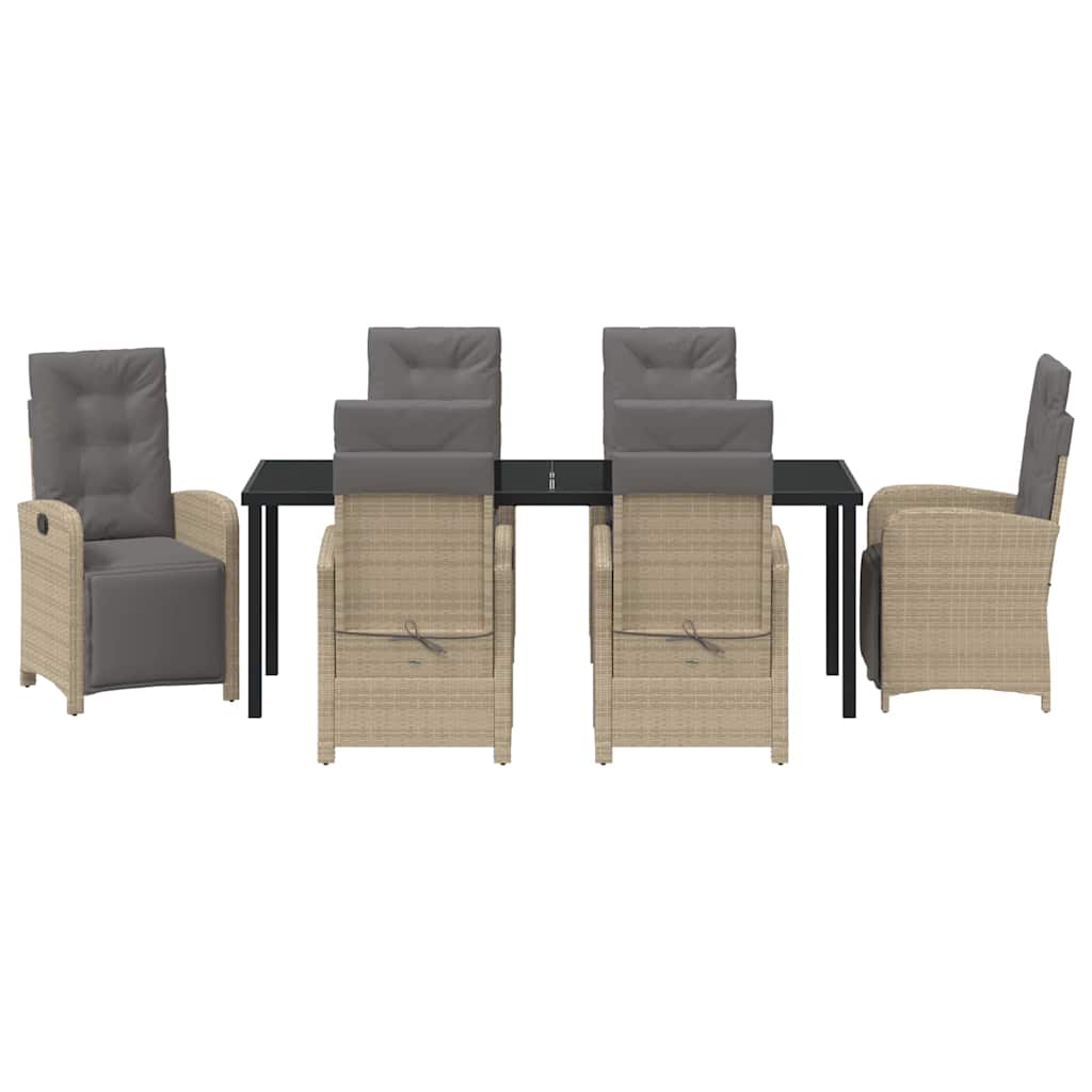 Have Spisebordssæt med pude 7 pcs Beige polyrattan