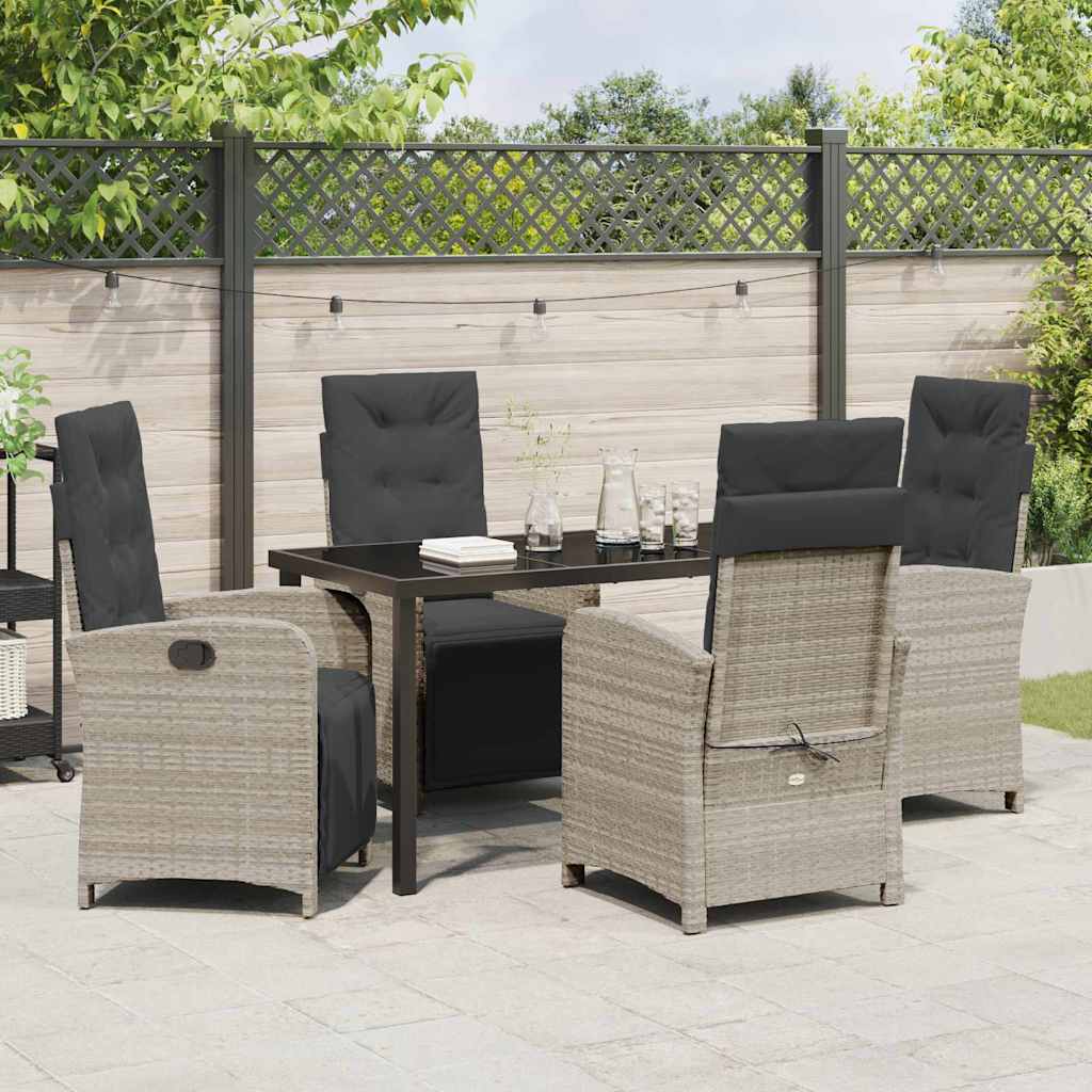 Have Spisebordssæt 5 stk. Lysegrå polyrattan