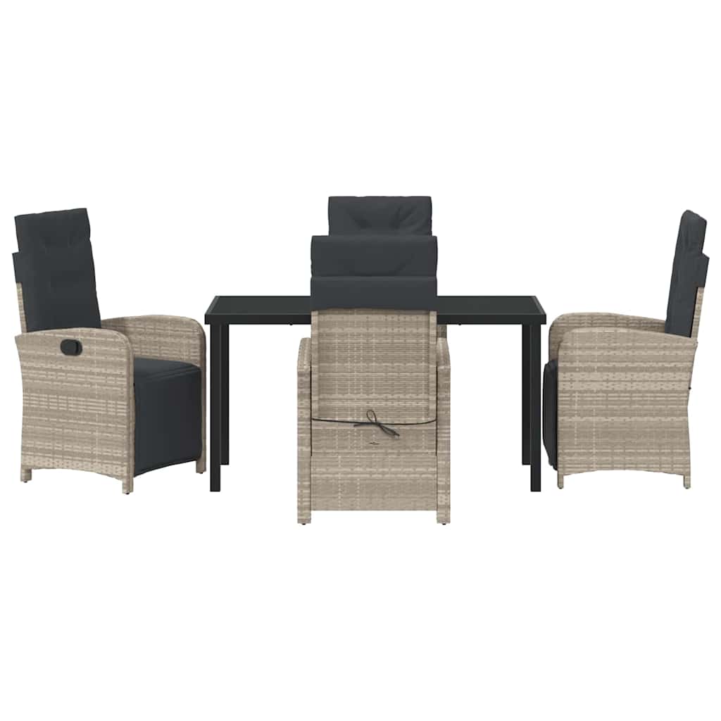 Have Spisebordssæt 5 stk. Lysegrå polyrattan