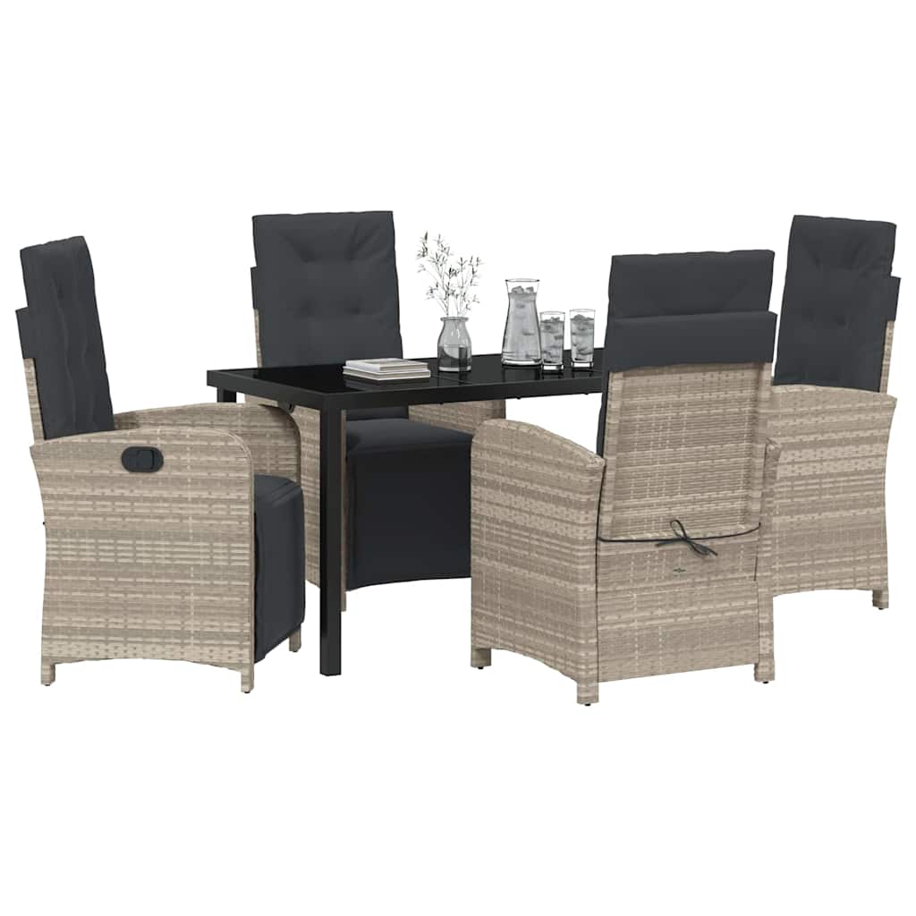 Have Spisebordssæt 5 stk. Lysegrå polyrattan