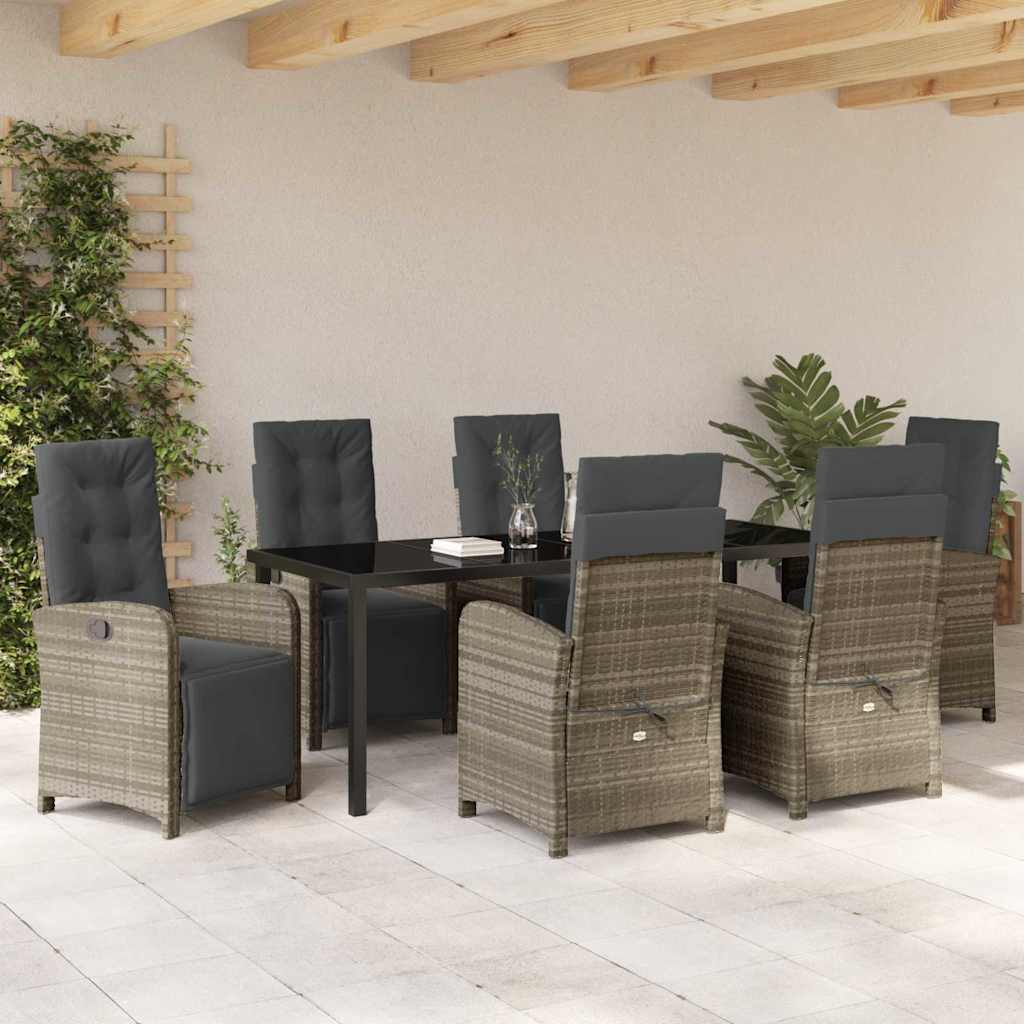Have Spisebordssæt med pude 7 pcs Lysegrå polyrattan