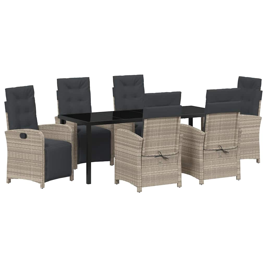 Have Spisebordssæt med pude 7 pcs Lysegrå polyrattan