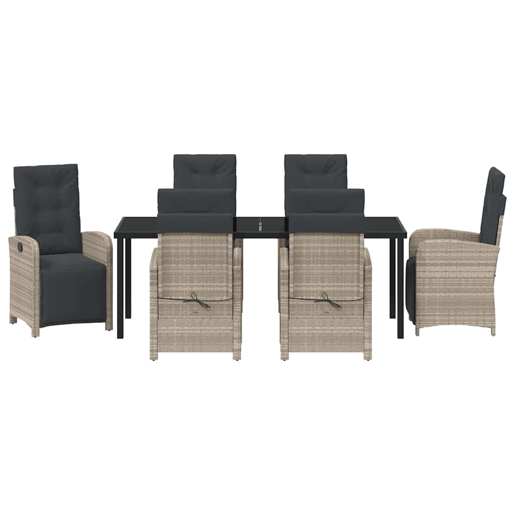 Have Spisebordssæt med pude 7 pcs Lysegrå polyrattan