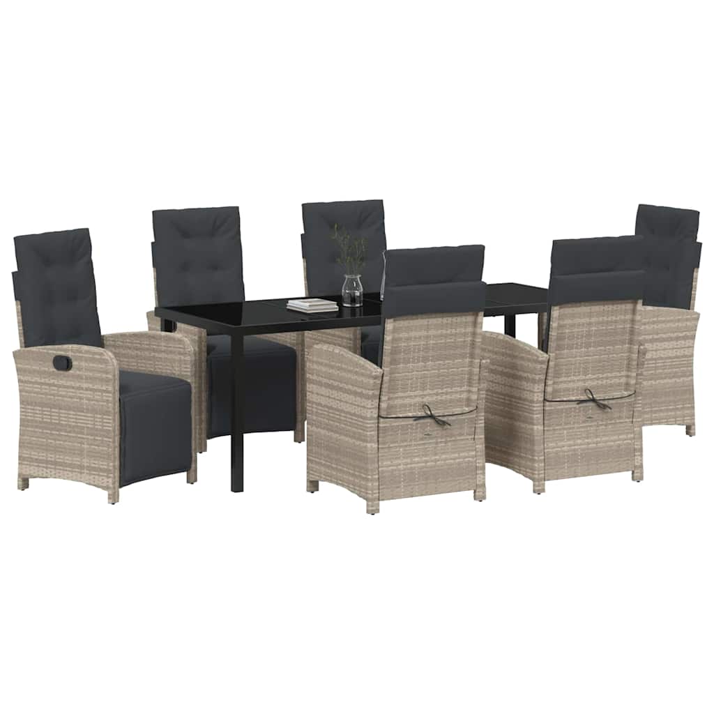 Have Spisebordssæt med pude 7 pcs Lysegrå polyrattan