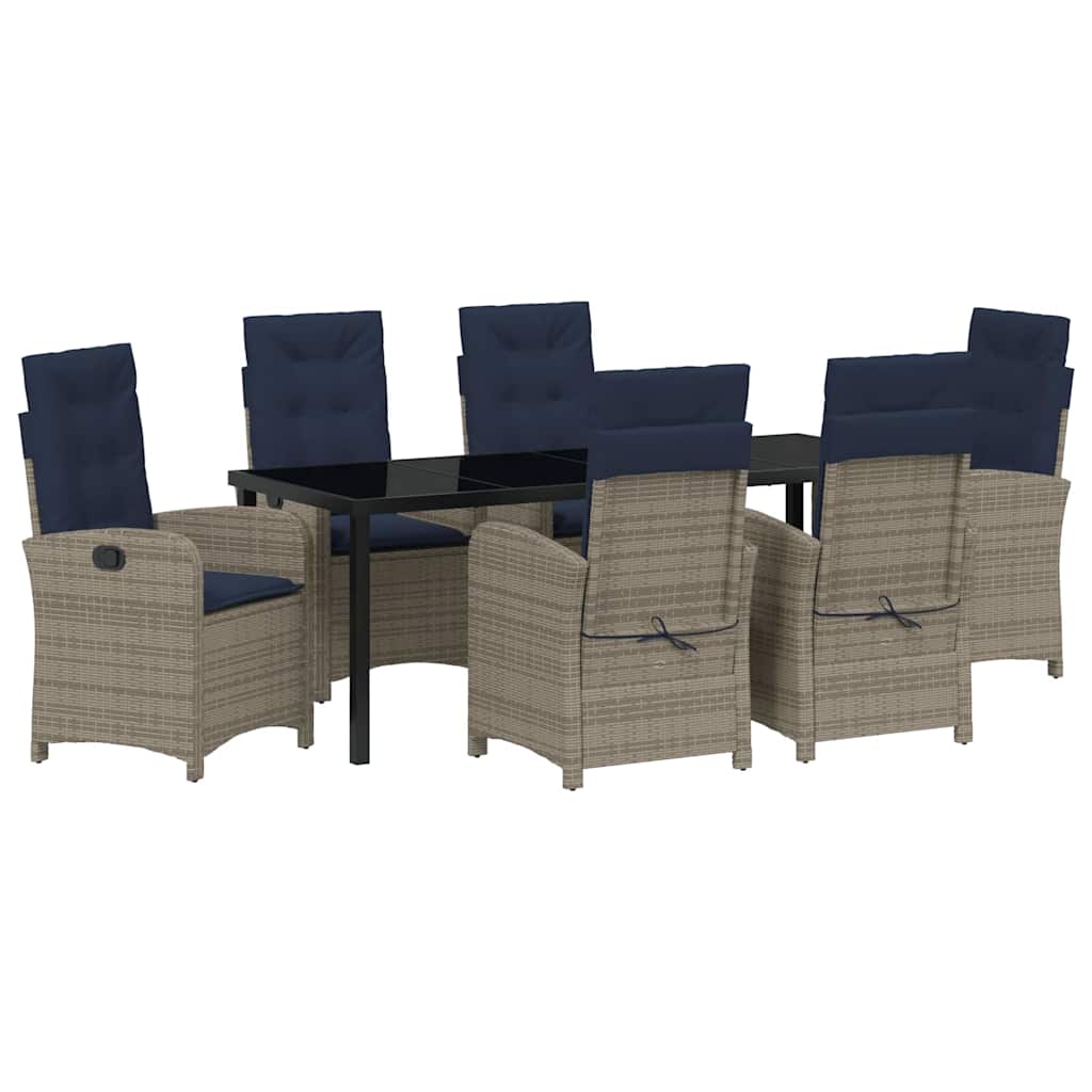 Have Spisebordssæt med pude 7 pcs Grå polyrattan