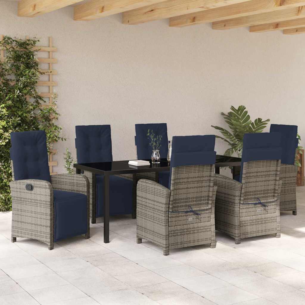 Have Spisebordssæt med pude 7 pcs Grå polyrattan