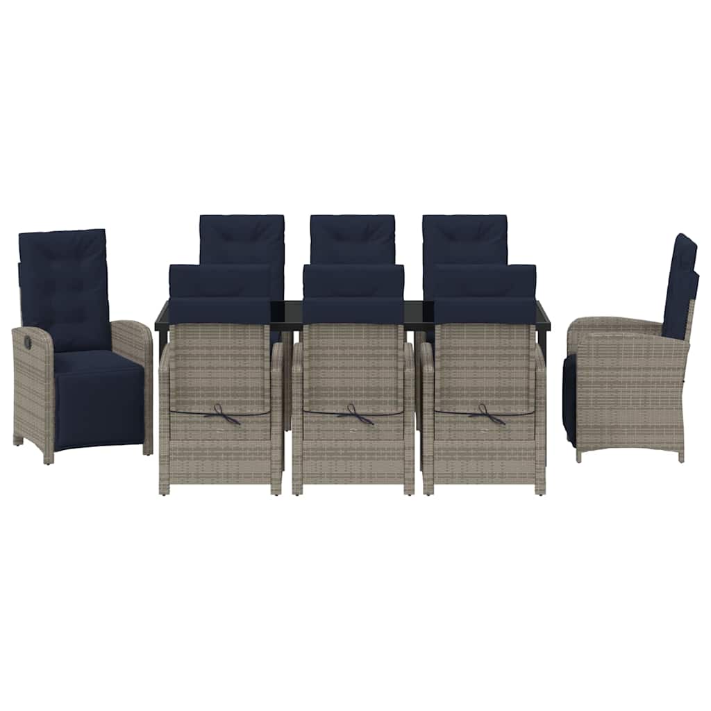 Have Spisebordssæt med pude 9 pcs Grå polyrattan