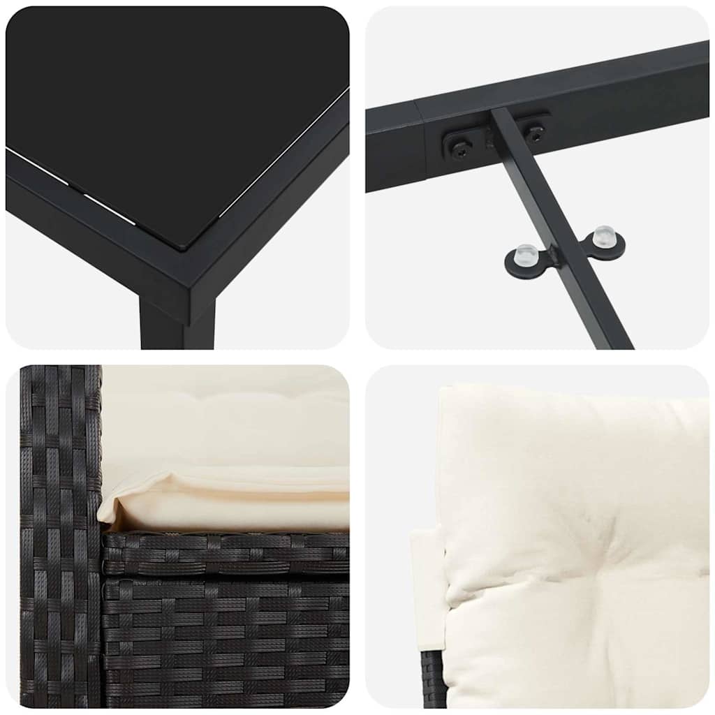 Have Spisebordssæt 5 stk. Sort polyrattan