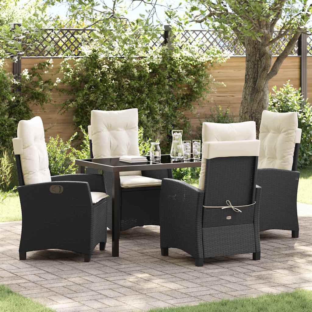 Have Spisebordssæt 5 stk. Sort polyrattan