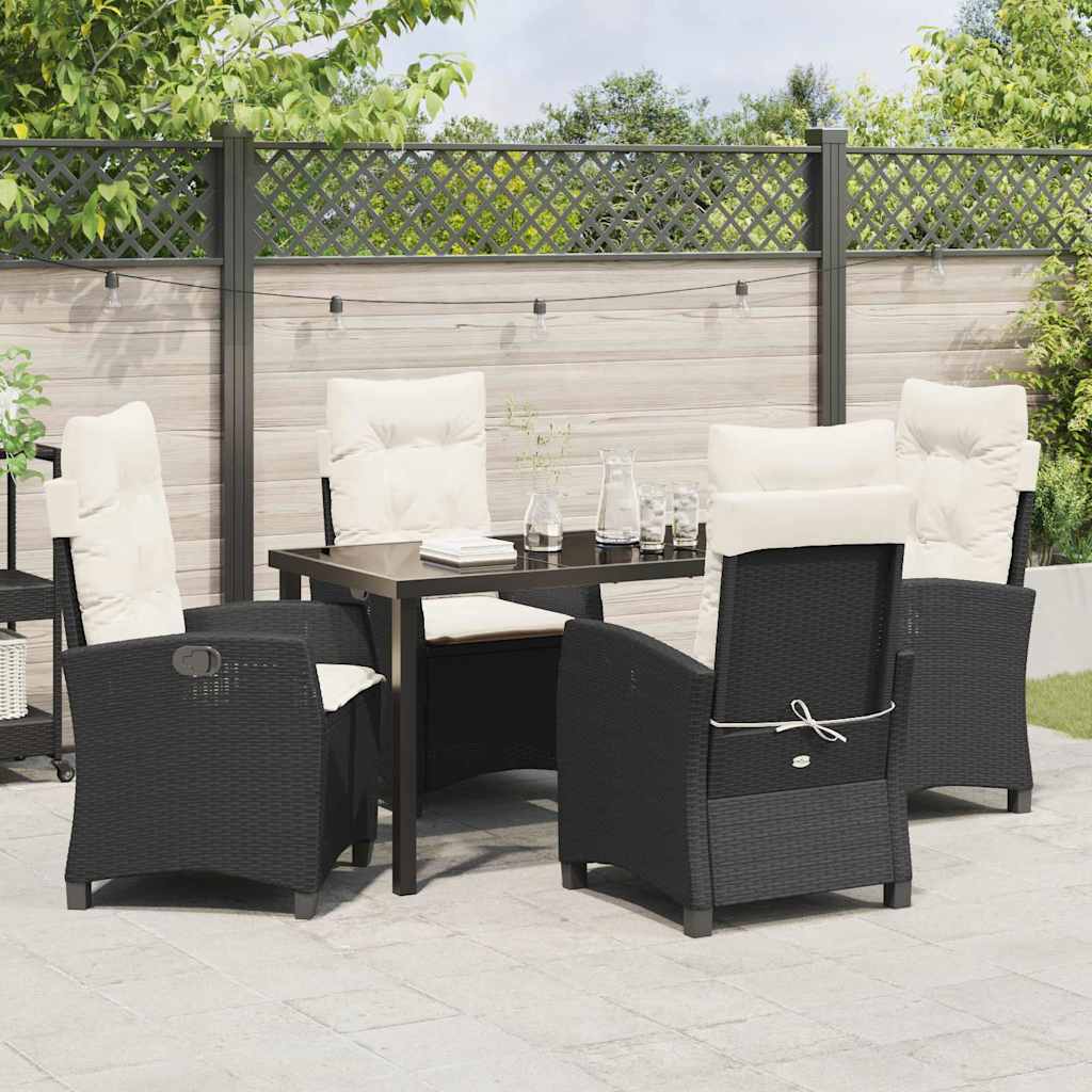 Have Spisebordssæt 5 stk. Sort polyrattan