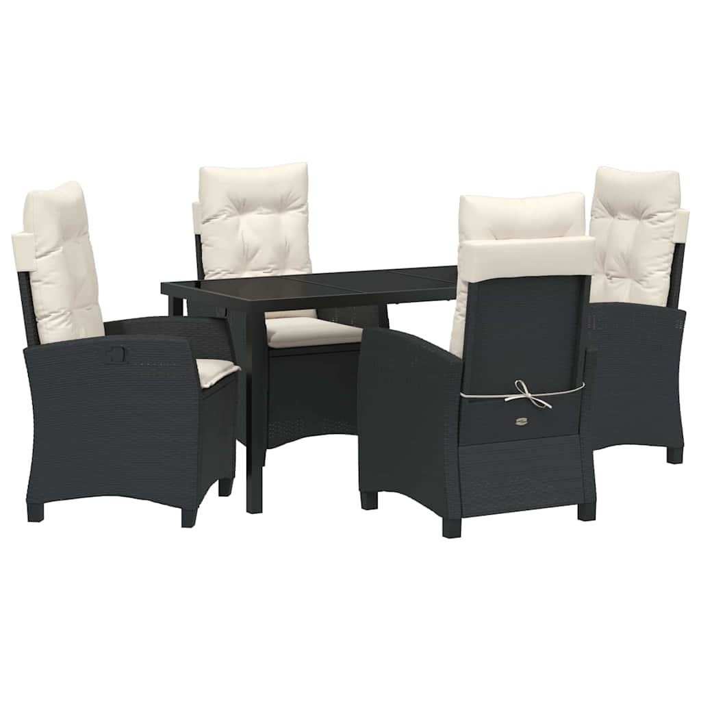 Have Spisebordssæt 5 stk. Sort polyrattan