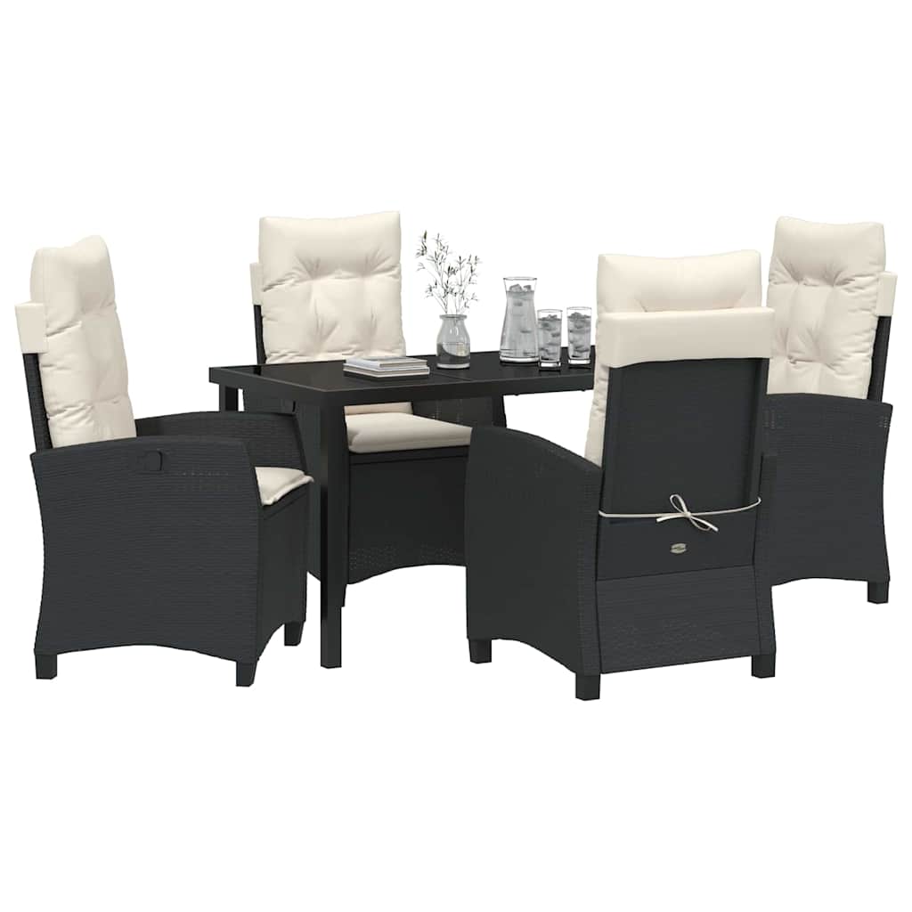 Have Spisebordssæt 5 stk. Sort polyrattan