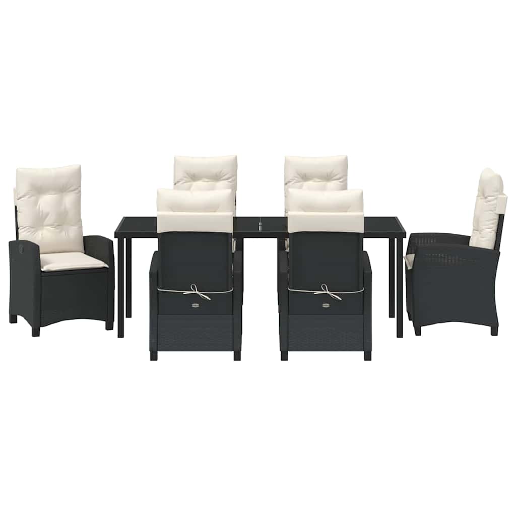 Have Spisebordssæt med pude 7 pcs Sort polyrattan