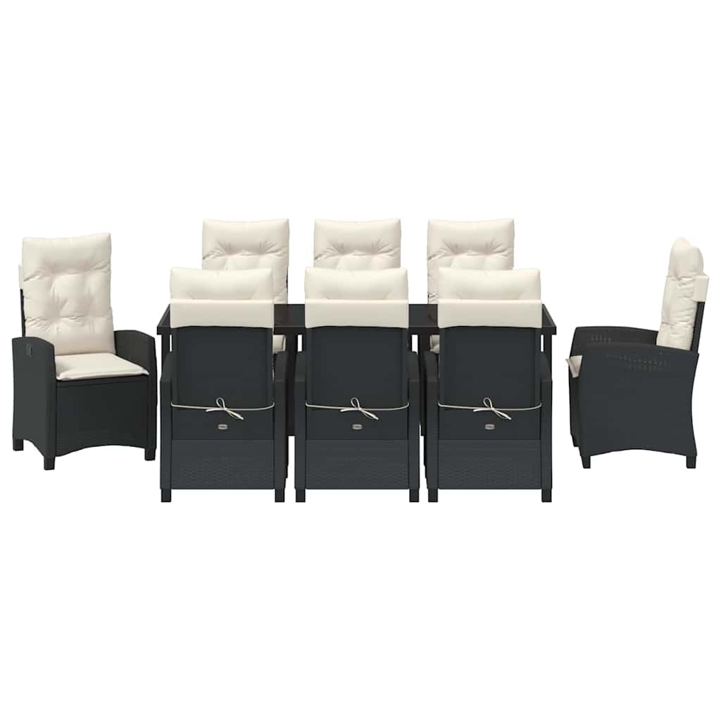 Have Spisebordssæt med pude 9 pcs Sort polyrattan