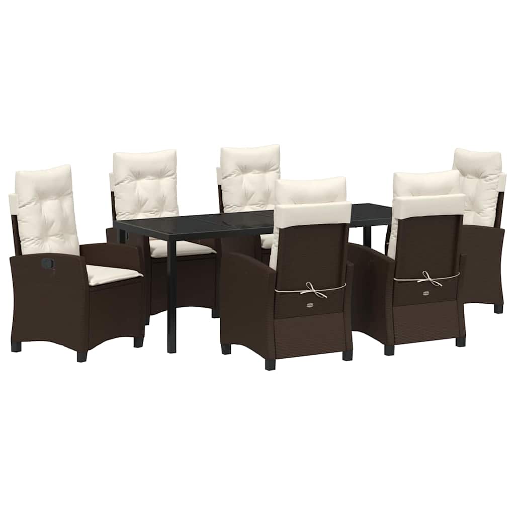 Have Spisebordssæt med pude 7 pcs Brun polyrattan
