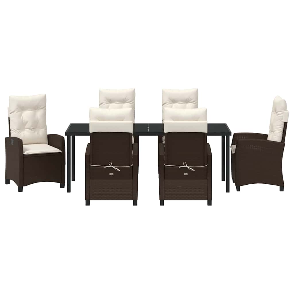 Have Spisebordssæt med pude 7 pcs Brun polyrattan