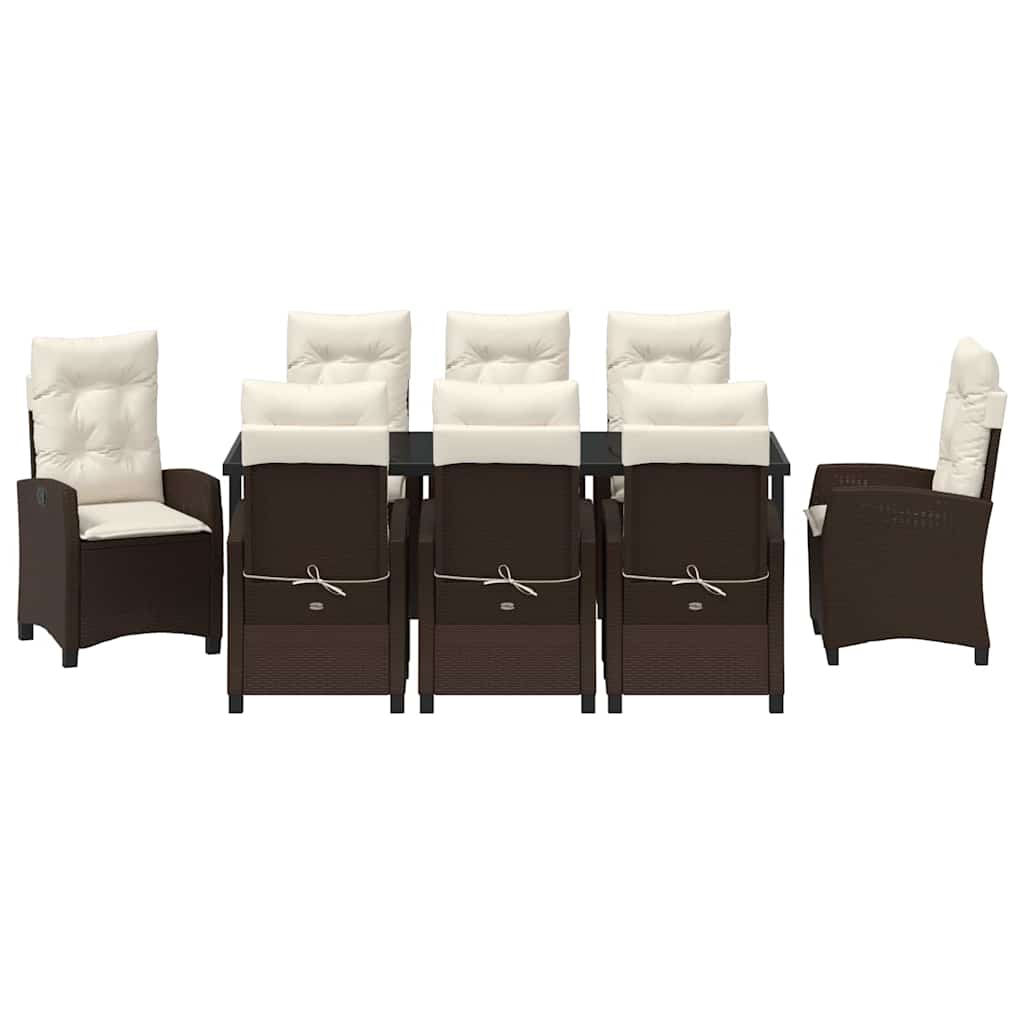 Have Spisebordssæt med pude 9 pcs Brun polyrattan