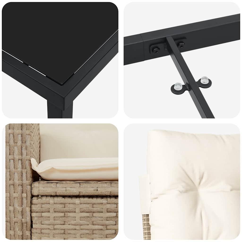 Have Spisebordssæt 5 stk. Beige polyrattan