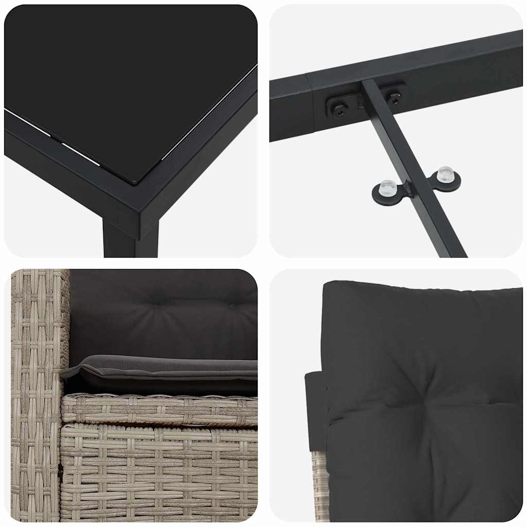 Have Spisebordssæt 5 stk. Lysegrå polyrattan