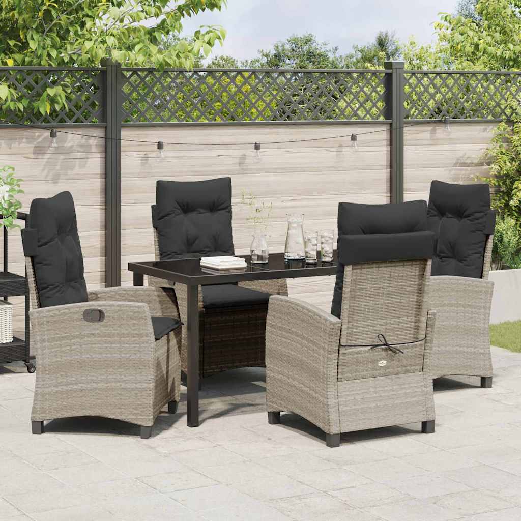 Have Spisebordssæt 5 stk. Lysegrå polyrattan