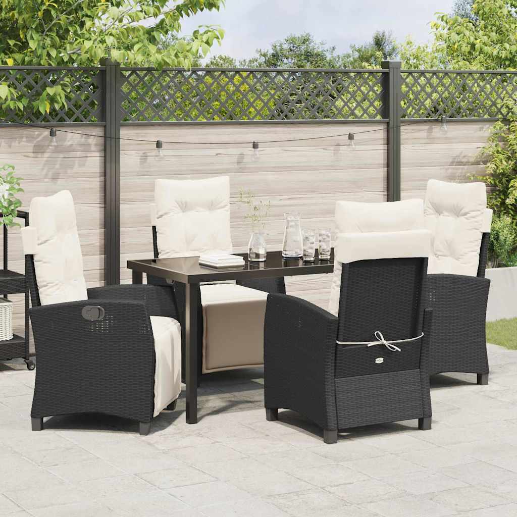 Have Spisebordssæt 5 stk. Sort polyrattan