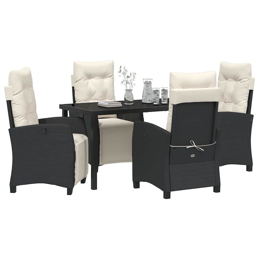 Have Spisebordssæt 5 stk. Sort polyrattan