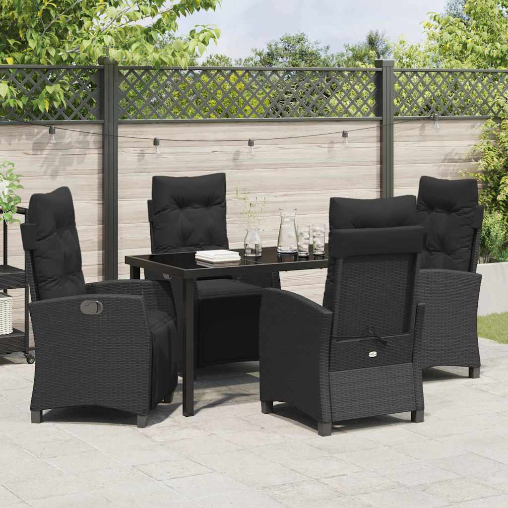 Have Spisebordssæt 5 stk. Sort polyrattan