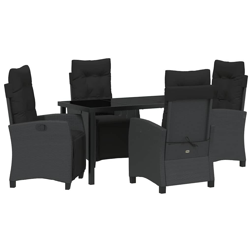 Have Spisebordssæt 5 stk. Sort polyrattan