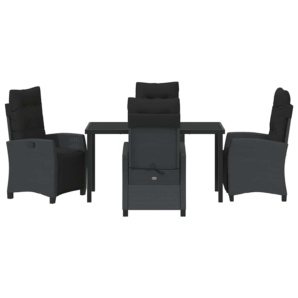 Have Spisebordssæt 5 stk. Sort polyrattan