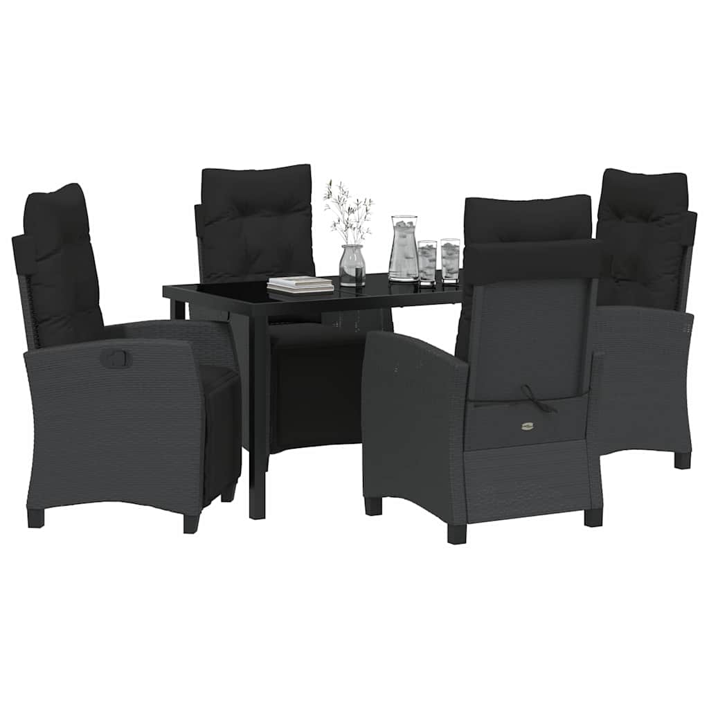 Have Spisebordssæt 5 stk. Sort polyrattan