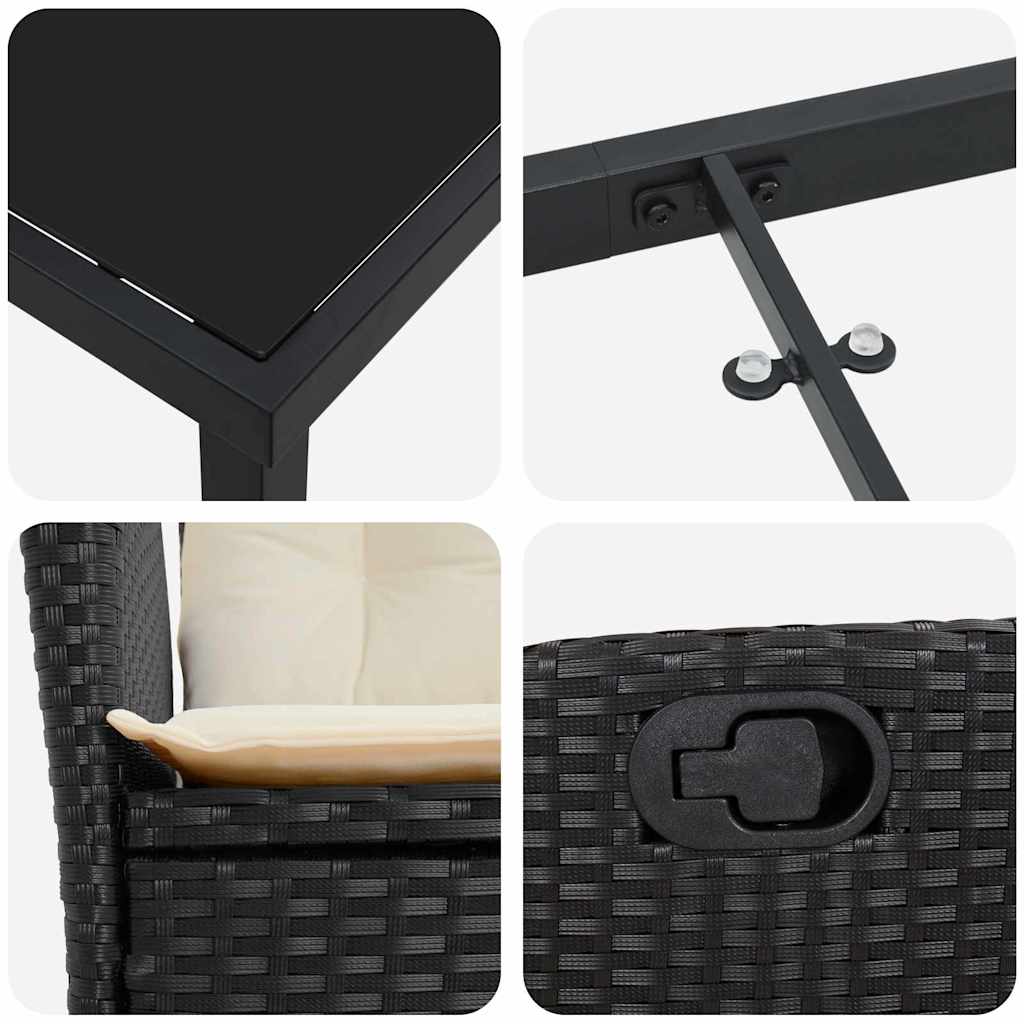 Have Spisebordssæt 5 stk. Sort polyrattan