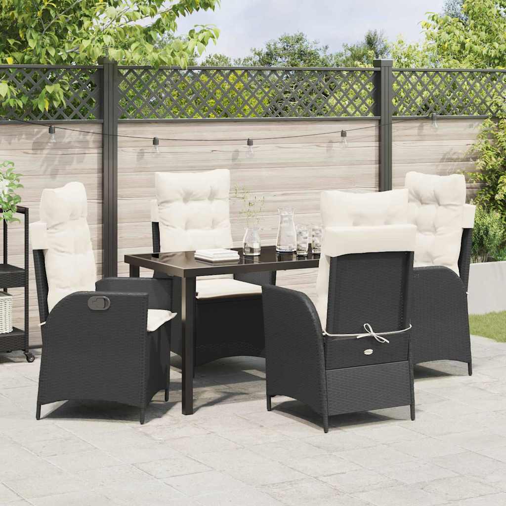 Have Spisebordssæt 5 stk. Sort polyrattan
