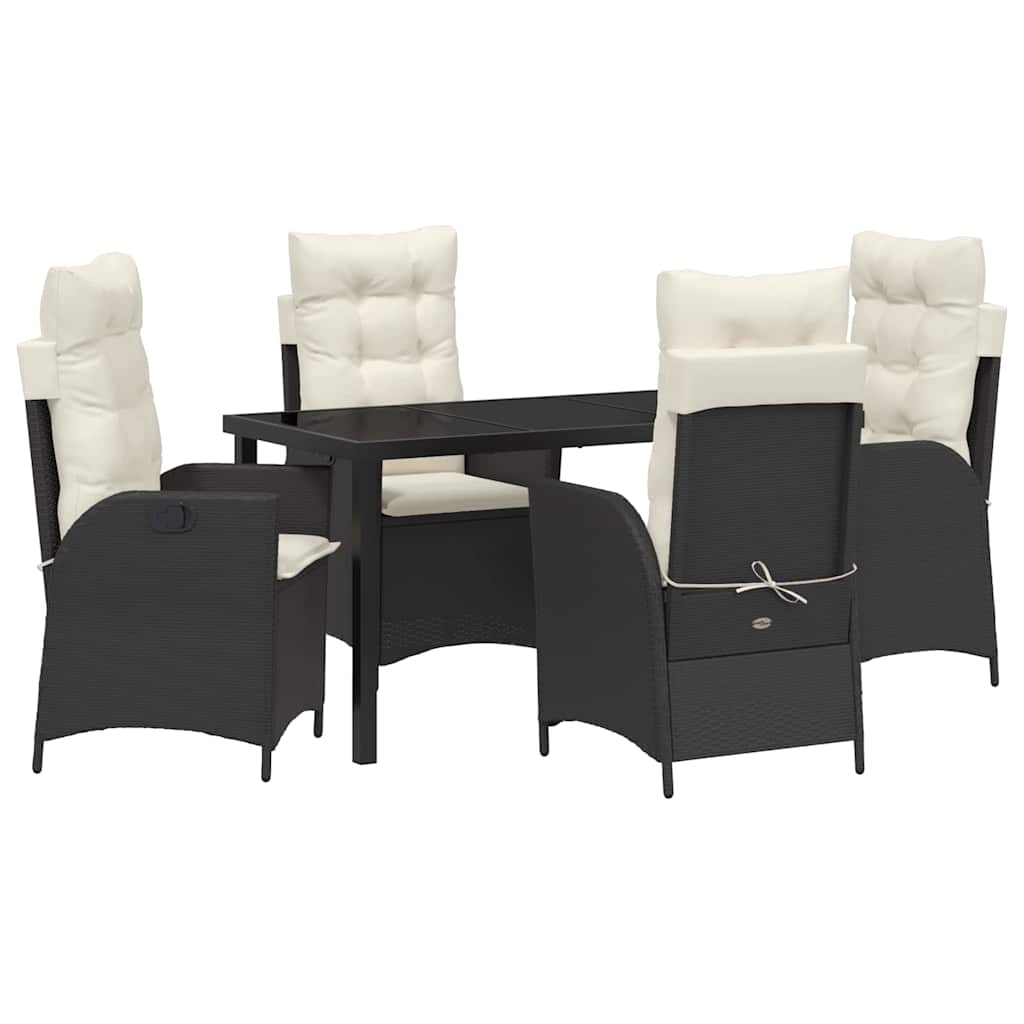 Have Spisebordssæt 5 stk. Sort polyrattan