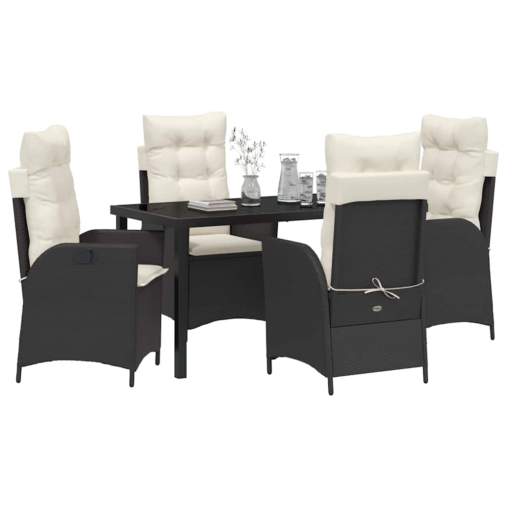 Have Spisebordssæt 5 stk. Sort polyrattan