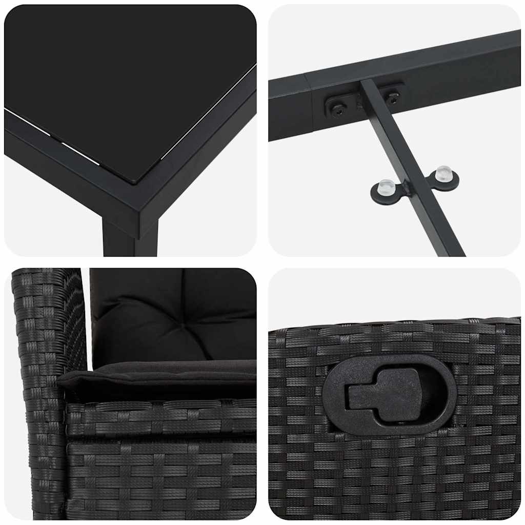 Have Spisebordssæt 5 stk. Sort polyrattan