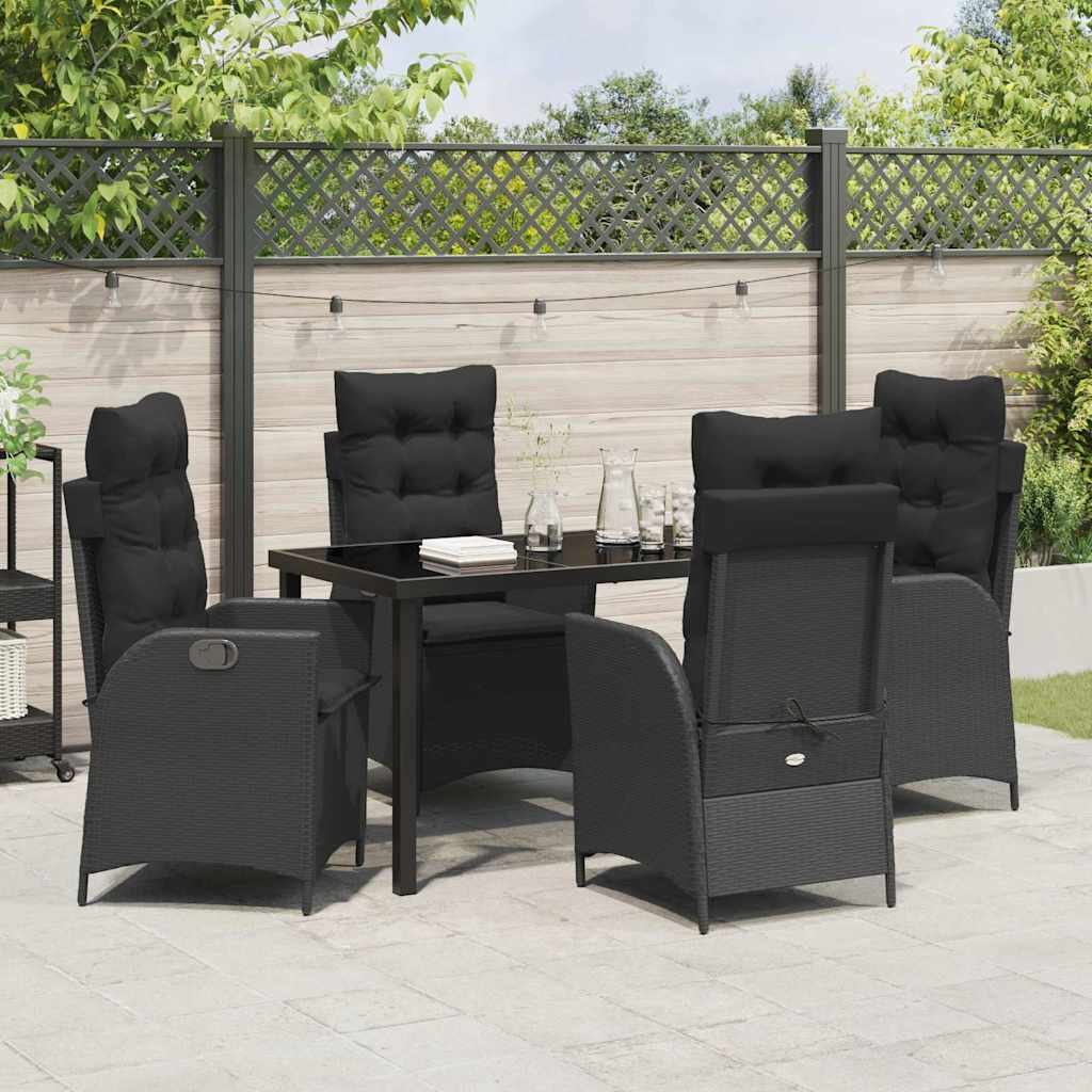 Have Spisebordssæt 5 stk. Sort polyrattan