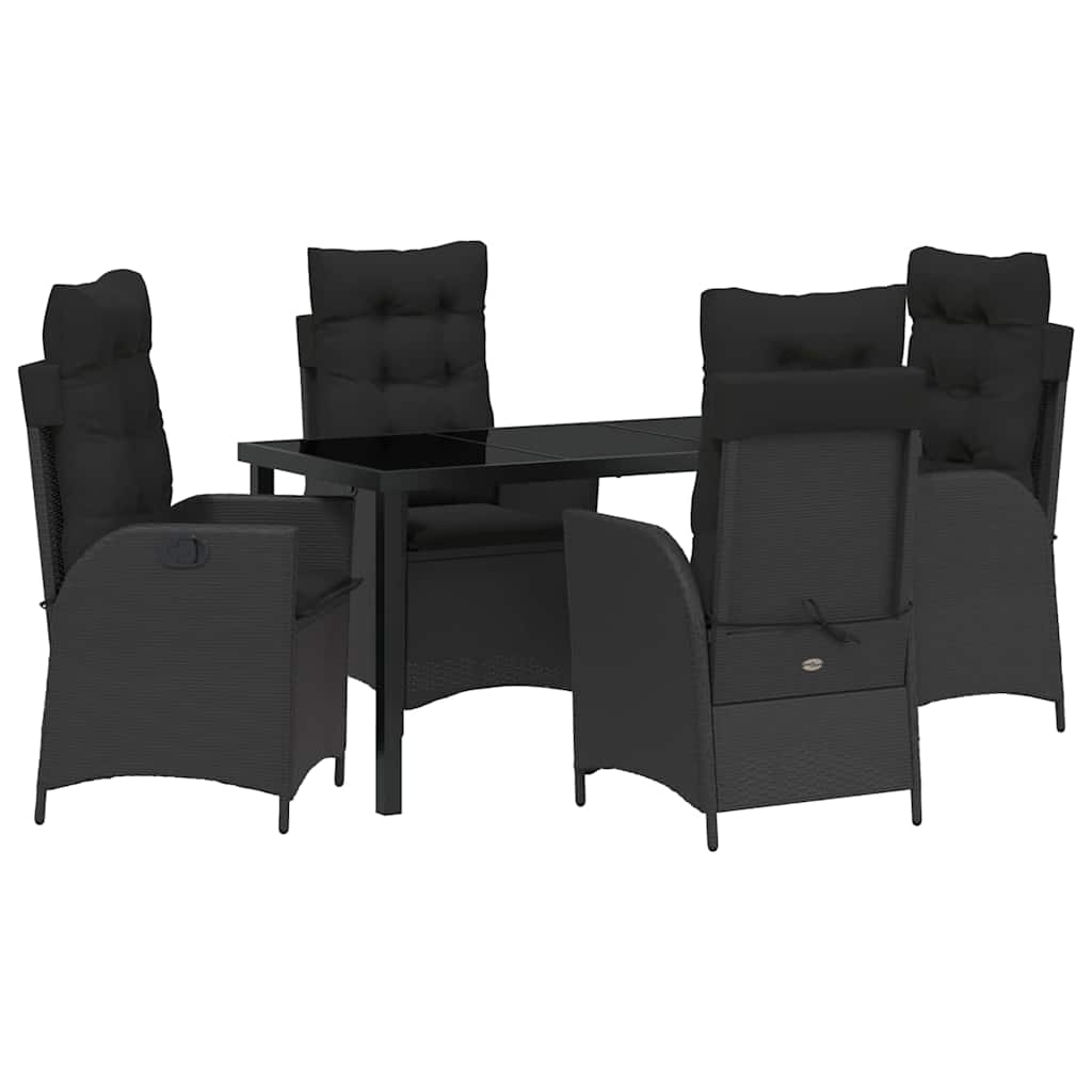 Have Spisebordssæt 5 stk. Sort polyrattan