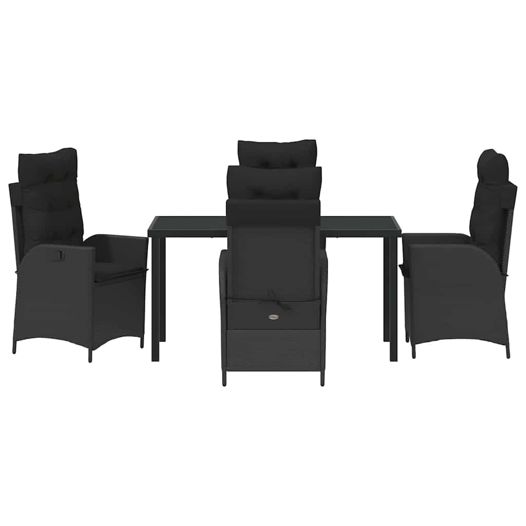 Have Spisebordssæt 5 stk. Sort polyrattan