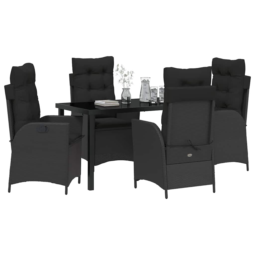 Have Spisebordssæt 5 stk. Sort polyrattan