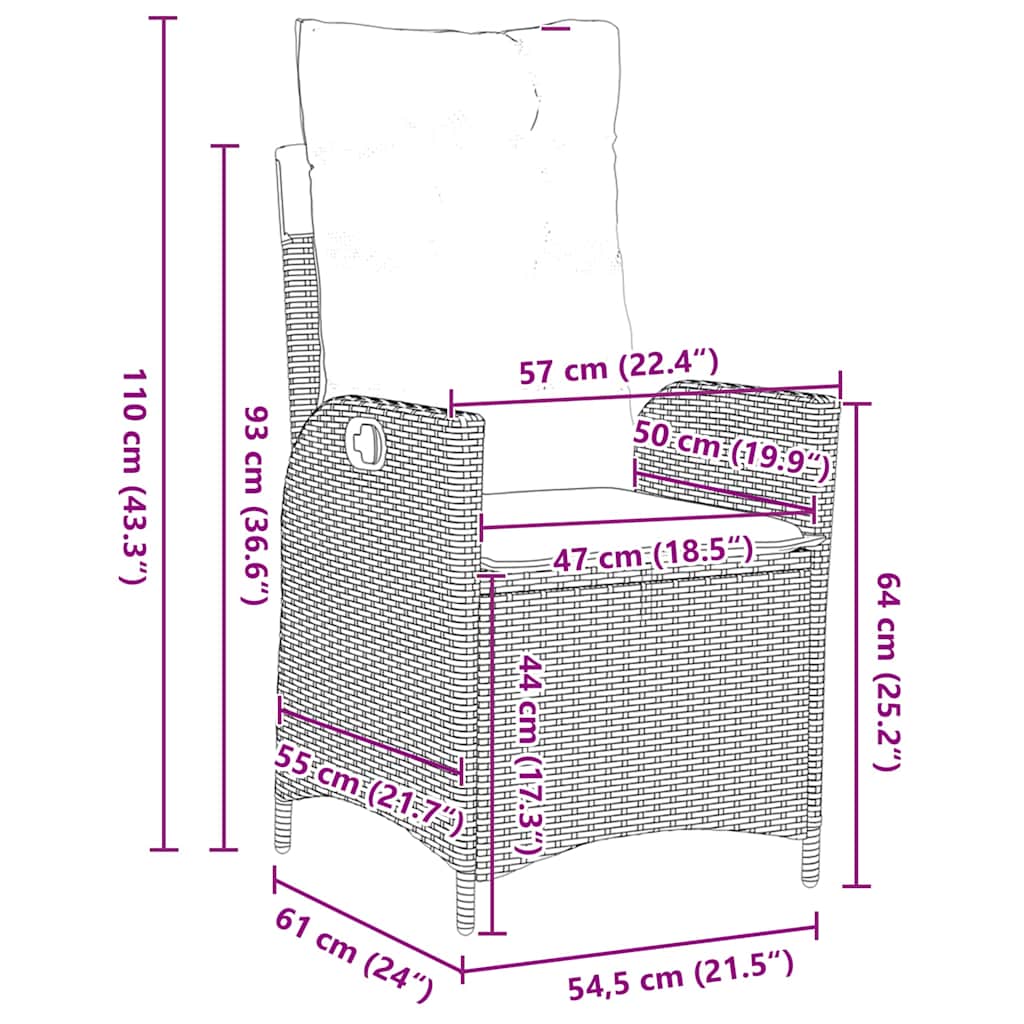 Have Spisebordssæt 5 stk. Sort polyrattan