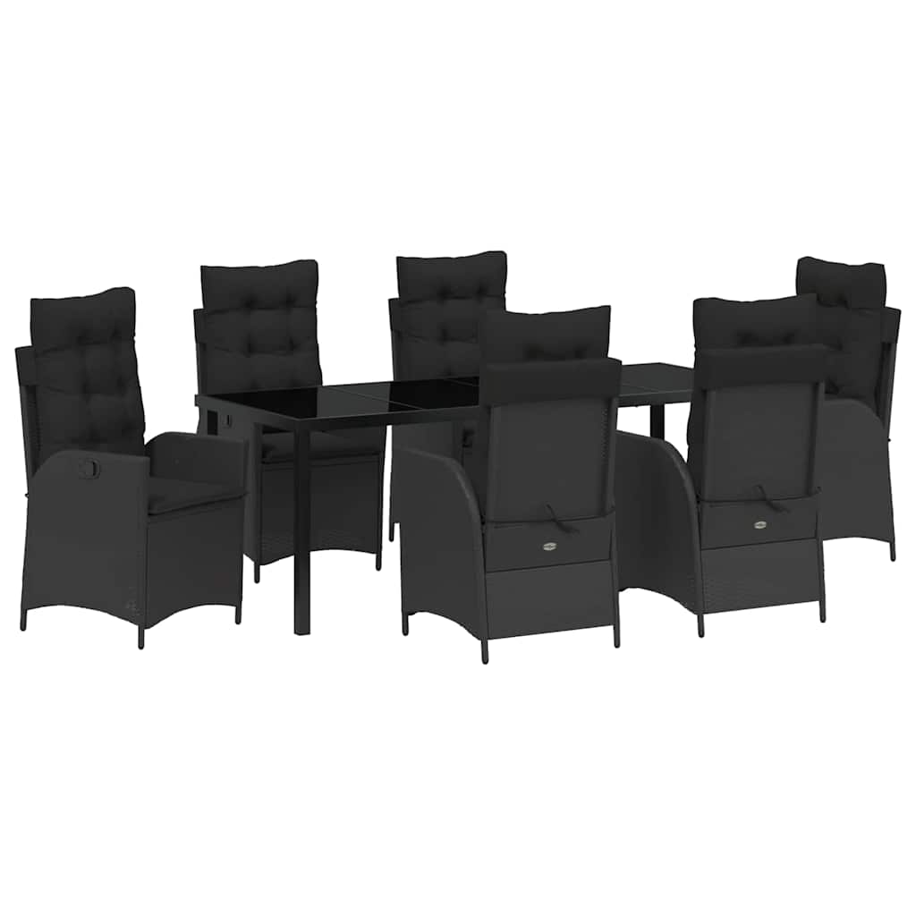 Have Spisebordssæt med pude 7 pcs Sort polyrattan