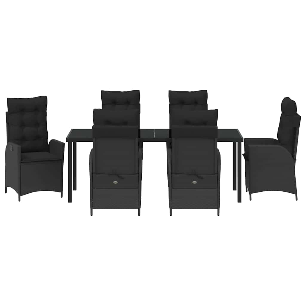 Have Spisebordssæt med pude 7 pcs Sort polyrattan