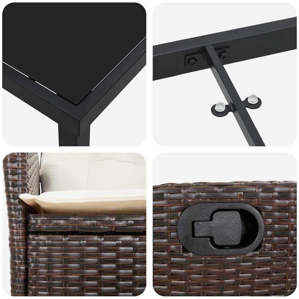 Have Spisebordssæt 5 stk. Brun polyrattan