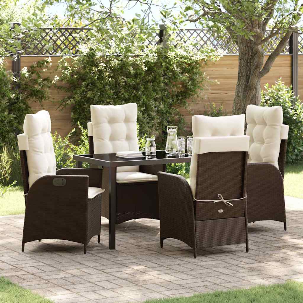Have Spisebordssæt 5 stk. Brun polyrattan