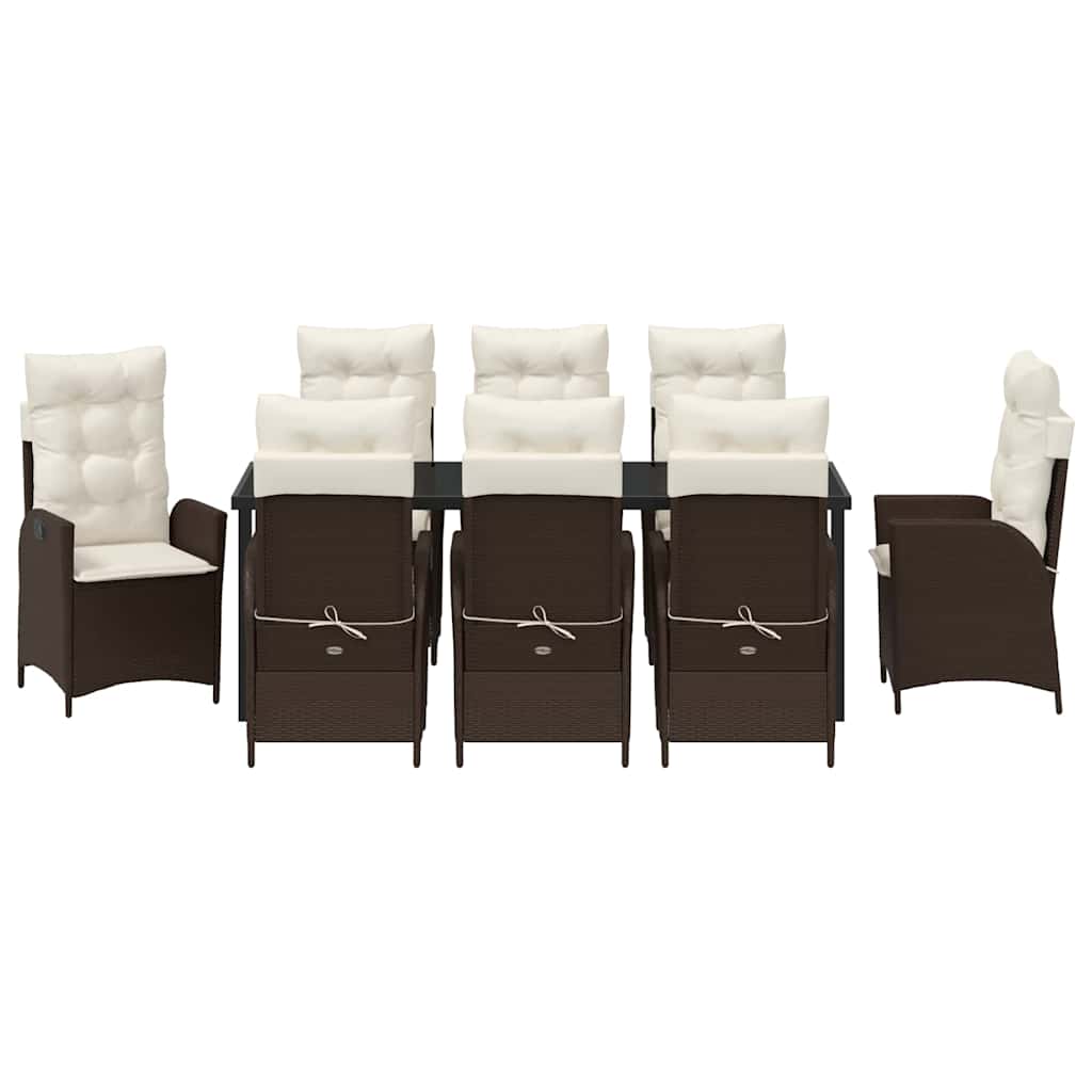 Have Spisebordssæt med pude 9 pcs Brun polyrattan