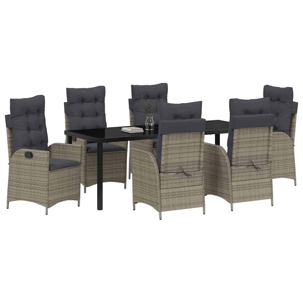 Have Spisebordssæt med pude 7 pcs Grå polyrattan