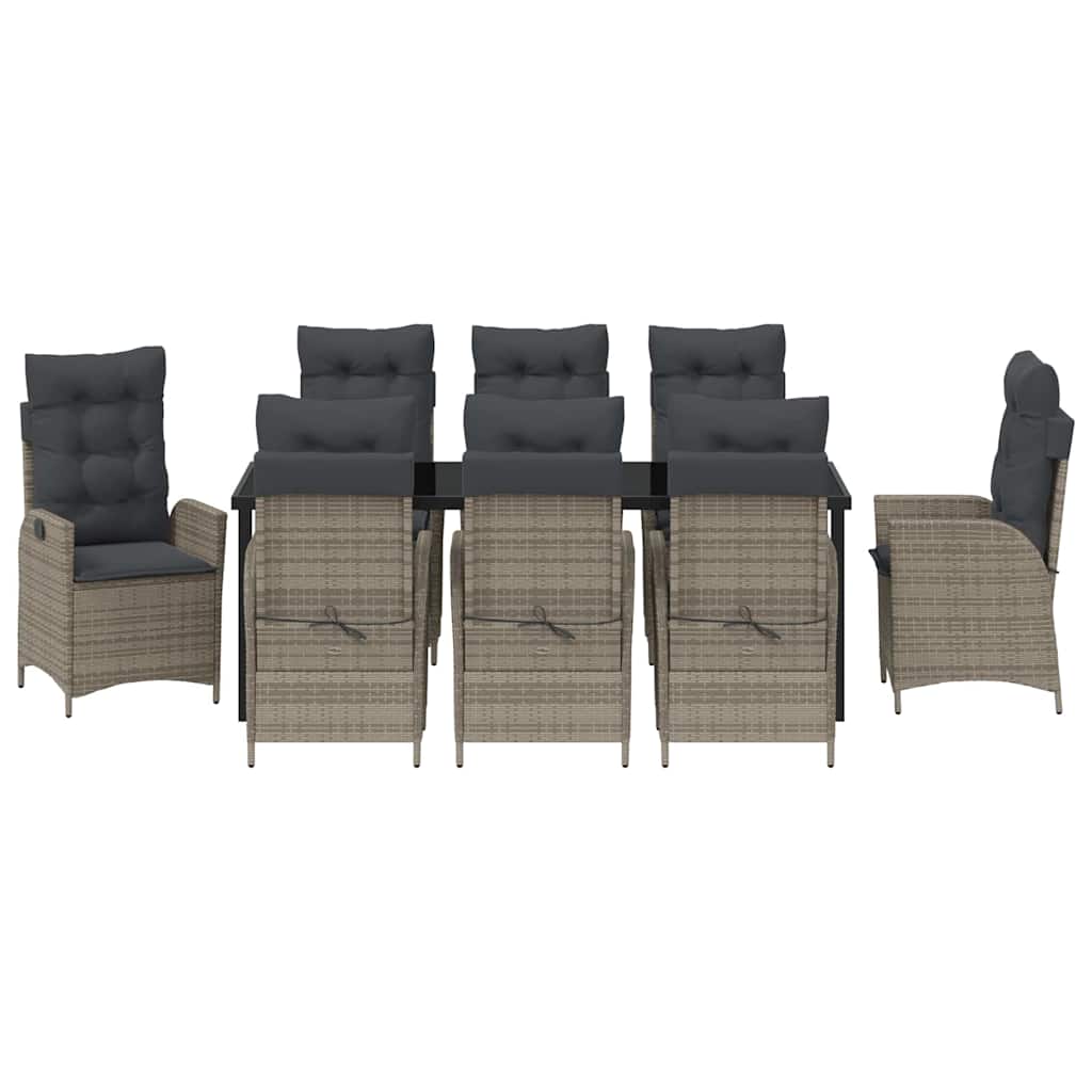 Have Spisebordssæt med pude 9 pcs Grå polyrattan