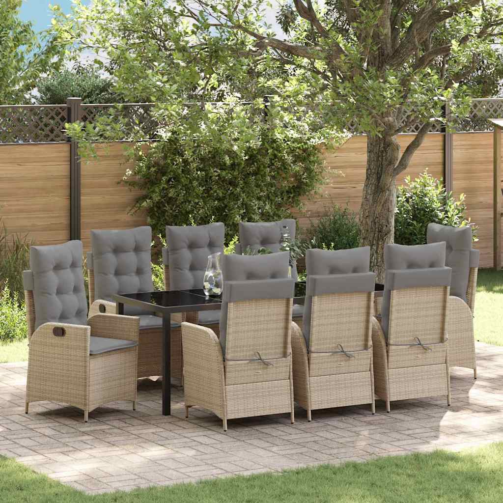 Have Spisebordssæt med pude 9 pcs Beige polyrattan