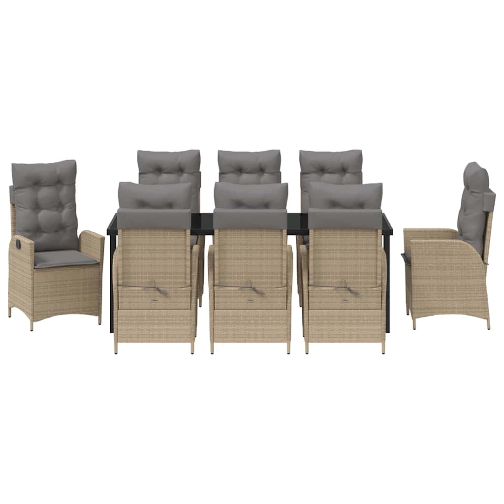 Have Spisebordssæt med pude 9 pcs Beige polyrattan